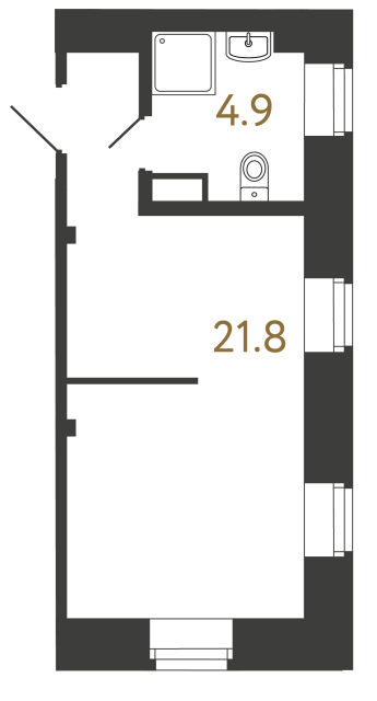 Однокомнатный номер №97 в ЖК Типография - 26.7 м²  - №2