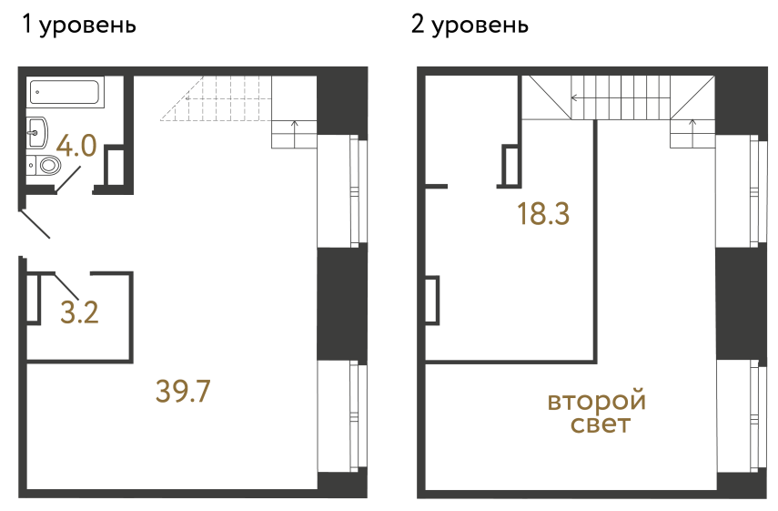 Однокомнатный номер №60 в ЖК Типография - 65.2 м²  - №2