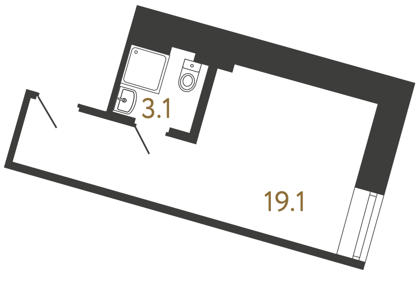 Однокомнатный номер №146 в ЖК Типография - 22.2 м²  - №2