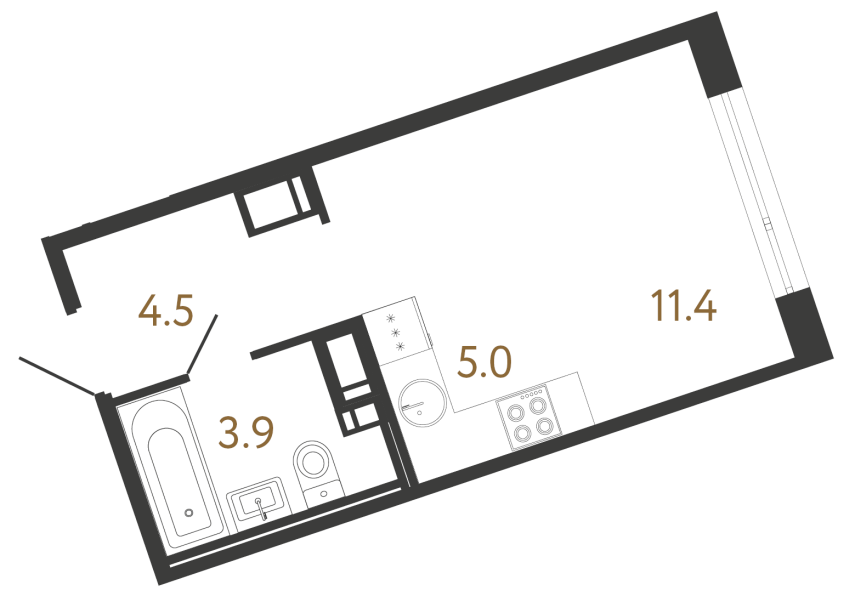 Студия №122 в ЖК Литера - 24.8 м²  - №2
