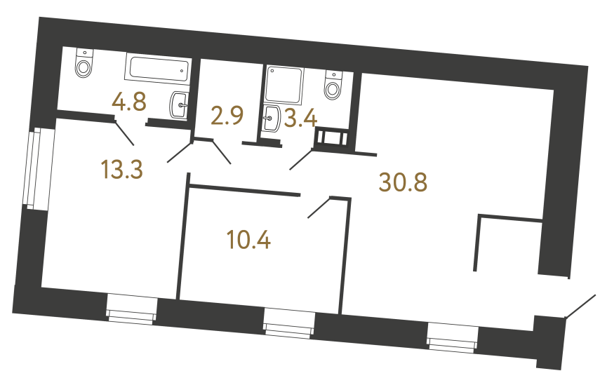 Двухкомнатный номер №111 в ЖК Типография - 65.6 м²  - №2