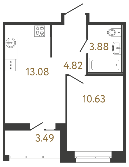 Однокомнатная квартира №24 в ЖК Ультра Сити 3.0 - 32.41 м²  - №2