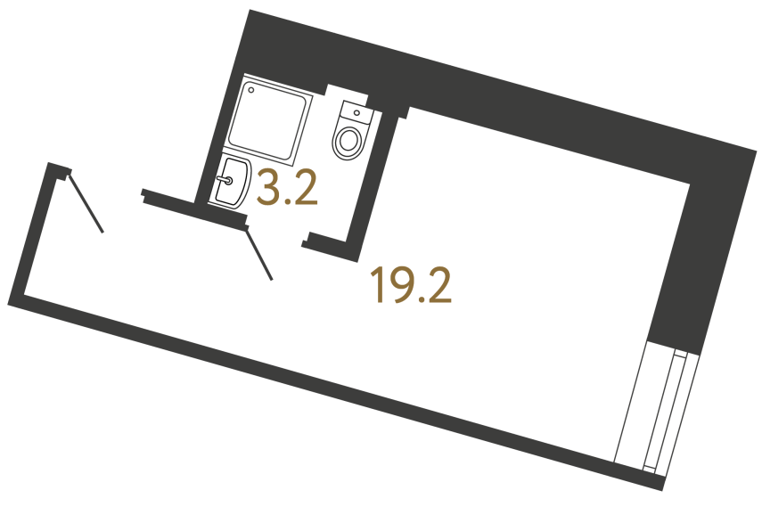 Однокомнатный номер №136 в ЖК Типография - 22.4 м²  - №2