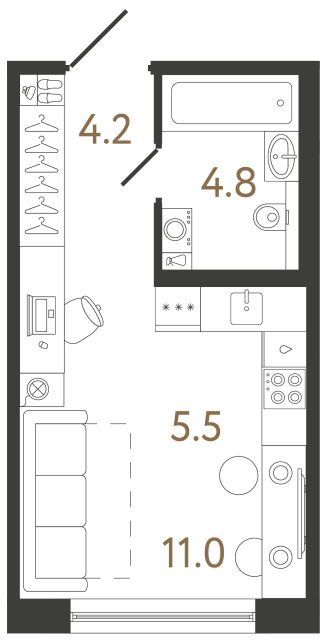 Студия №144 в ЖК Передвижники 2 - 25.5 м²