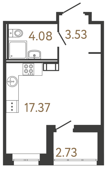 Студия №725 в ЖК Ultra City 3 - 24.98 м²  - №2