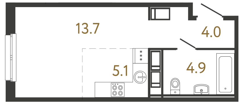 Студия №236 в ЖК Передвижники - 27.7 м²  - №2