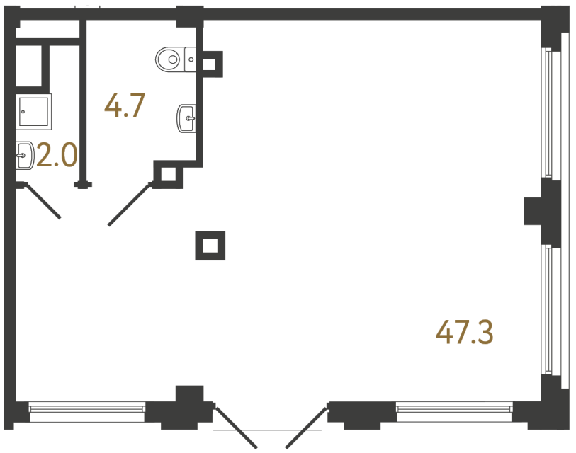 Коммерческое помещение №1242 в ЖК Гений - 54 м²