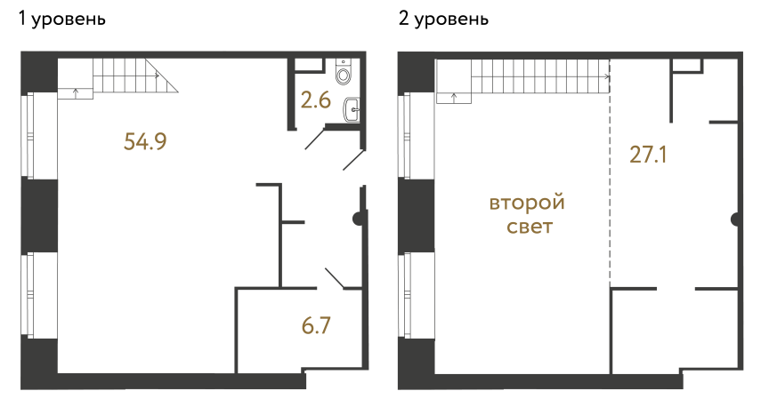 Однокомнатные апартаменты №49 в ЖК Типография - 91.3 м²  - №2
