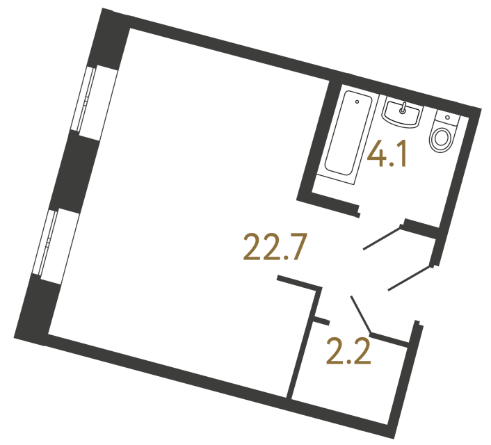 Однокомнатный номер №121 в ЖК Типография - 29 м²  - №2