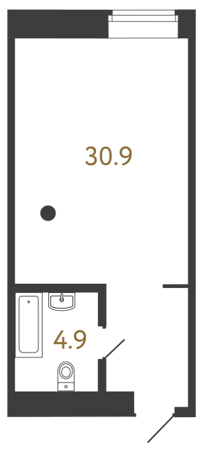Однокомнатный номер №56 в ЖК Типография - 35.8 м²  - №2