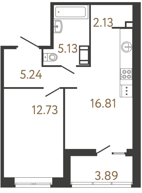 Однокомнатная квартира №706 в ЖК Ультра Сити 3.0 - 42.04 м²  - №2