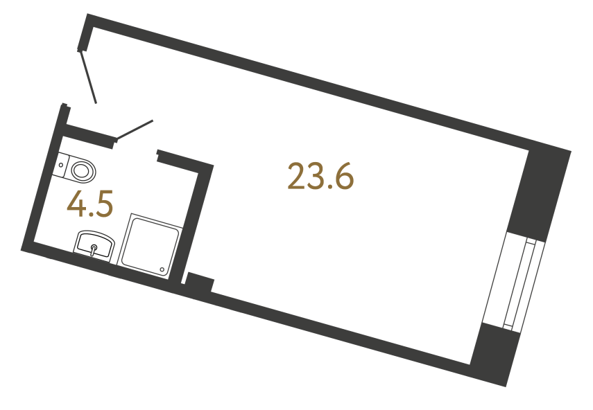 Однокомнатный номер №142 в ЖК Типография - 28.1 м²  - №2