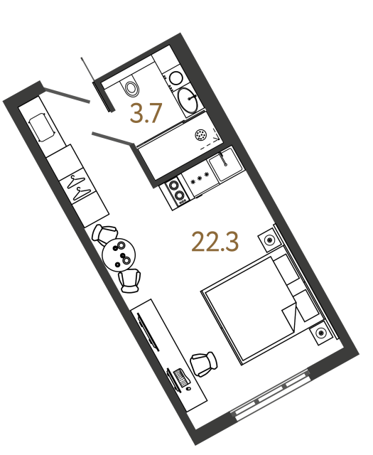 Апартаменты-студия №922 в ЖК ARTSTUDIO M103 - 26 м²