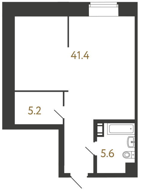 Однокомнатный номер №27 в ЖК Типография - 52.2 м²  - №2