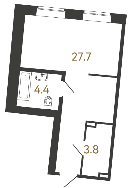 Однокомнатный номер №156 в ЖК Типография - 35.9 м²  - №2