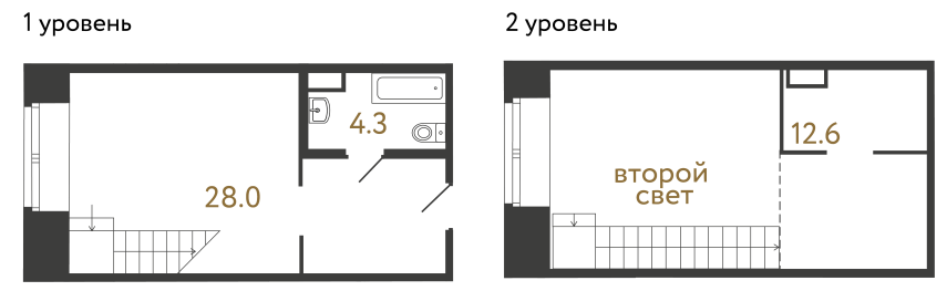 Однокомнатный номер №51 в ЖК Типография - 44.9 м²  - №2