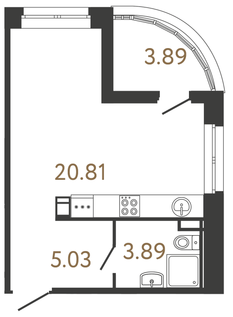 Студия №610 в ЖК Ultra City 3 - 29.51 м²  - №2