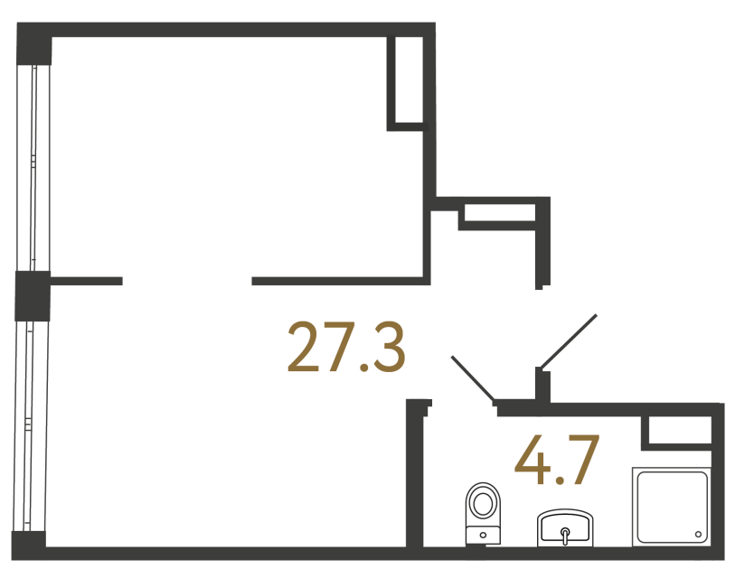 Однокомнатный номер №171 в ЖК Типография - 32 м²  - №2