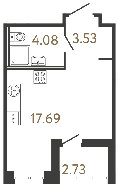 Студия №717 в ЖК Ultra City 3 - 25.3 м²  - №2