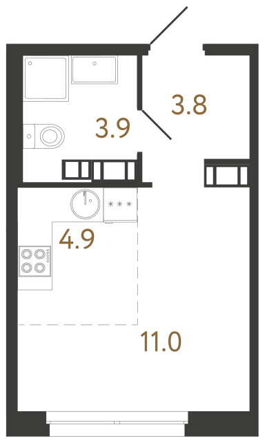 Студия №420 в ЖК Куинджи - 23.6 м²  - №2