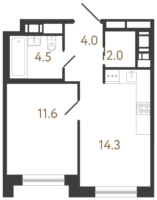 Однокомнатная квартира №396 в ЖК Передвижники 2 - 36.4 м²  - №2