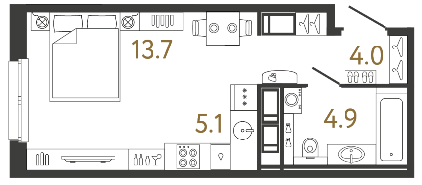 Студия №236 в ЖК Передвижники - 27.7 м²