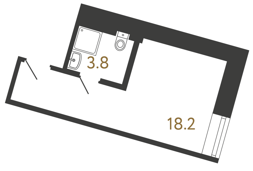 Однокомнатный номер №125 в ЖК Типография - 22 м²  - №2