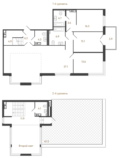 Трёхкомнатный номер №19 в комплексе «Репин» - 150.7 м²  - №2