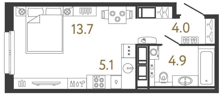 Студия №236 в ЖК Передвижники - 27.7 м²