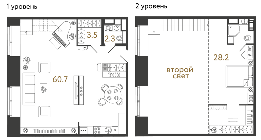 Однокомнатный номер №36 в ЖК Типография - 94.7 м²