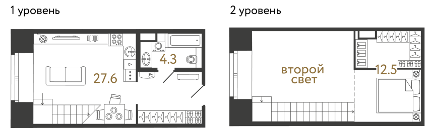 Однокомнатный номер №65 в ЖК Типография - 44.4 м²
