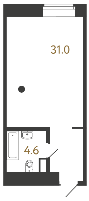 Однокомнатный номер №42 в ЖК Типография - 35.6 м²  - №2