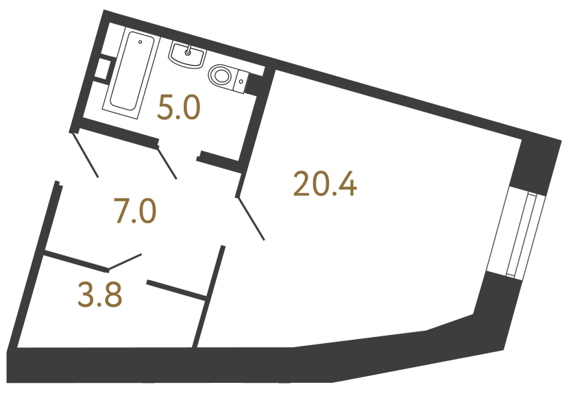 Однокомнатный номер №144 в ЖК Типография - 36.2 м²  - №2