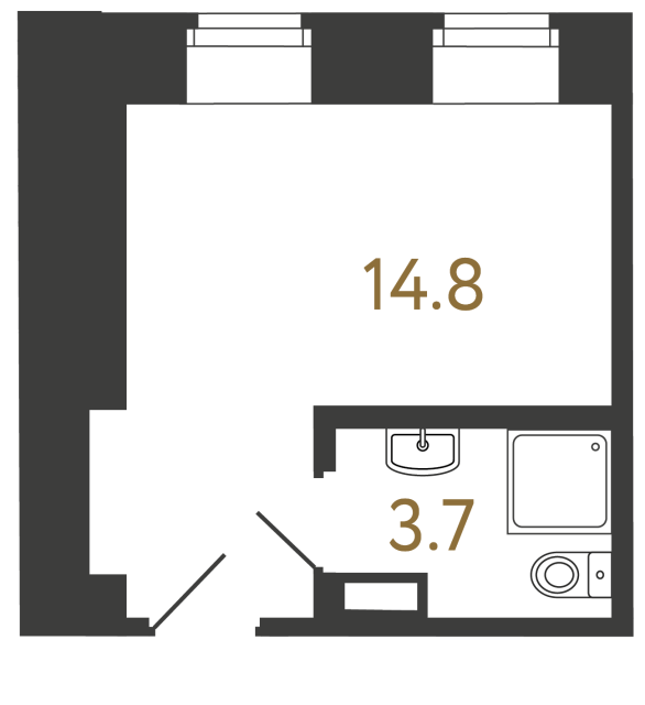Однокомнатные апартаменты №1 в ЖК Типография - 18.5 м²  - №2