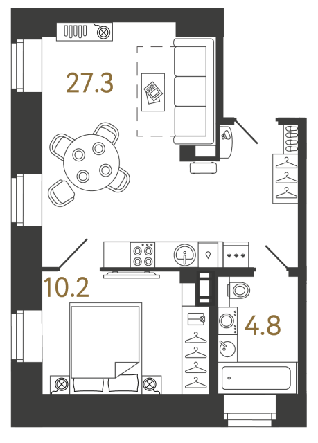 Однокомнатный номер №84 в ЖК Типография - 42.3 м²