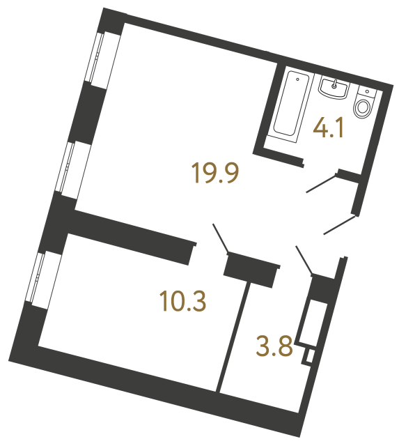 Однокомнатный номер №123 в ЖК Типография - 38.1 м²  - №2