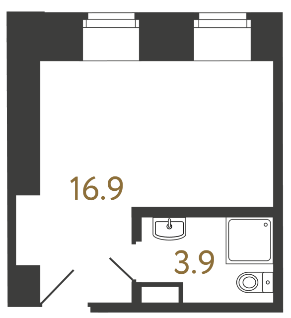Однокомнатный номер №8 в ЖК Типография - 20.8 м²  - №2