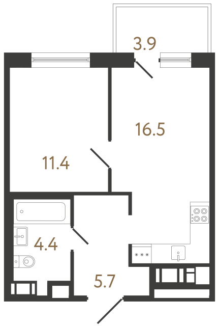 Однокомнатная квартира №113 в ЖК Передвижники 2 - 38 м²  - №2