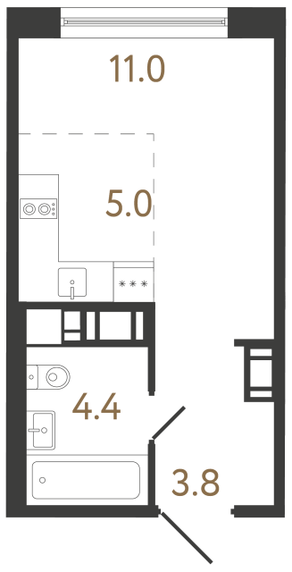 Студия №312 в ЖК Передвижники 2 - 24.2 м²  - №2