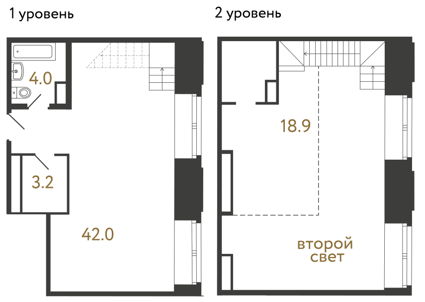 Однокомнатный номер №33 в ЖК Типография - 68.1 м²  - №2