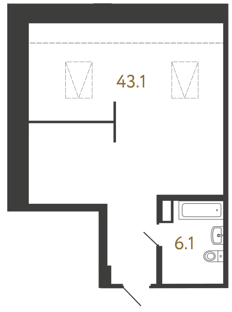 Однокомнатный номер №69 в ЖК Типография - 49.2 м²  - №2
