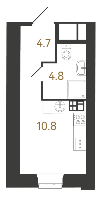 Апартаменты-студия №64 в ЖК Светоч - 20.3 м²  - №2