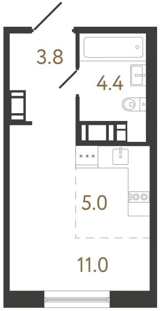 Студия №92 в ЖК Передвижники 2 - 24.2 м²  - №2