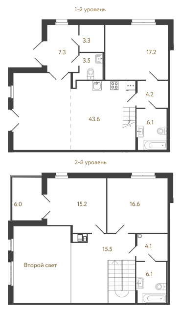 Трёхкомнатный номер №48 в комплексе «Репин» - 142.7 м²  - №2