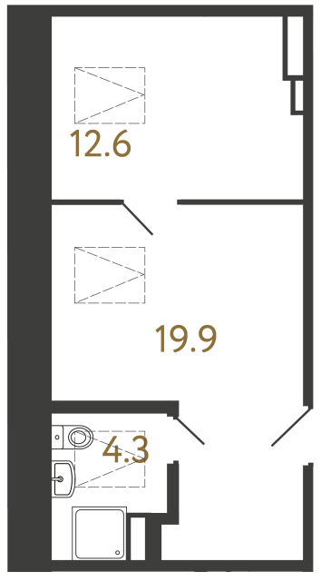 Однокомнатный номер №106 в ЖК Типография - 36.8 м²  - №2