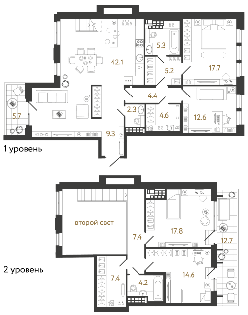 Четырехкомнатная квартира №56 в ЖК Коллекционер - 154.9 м²