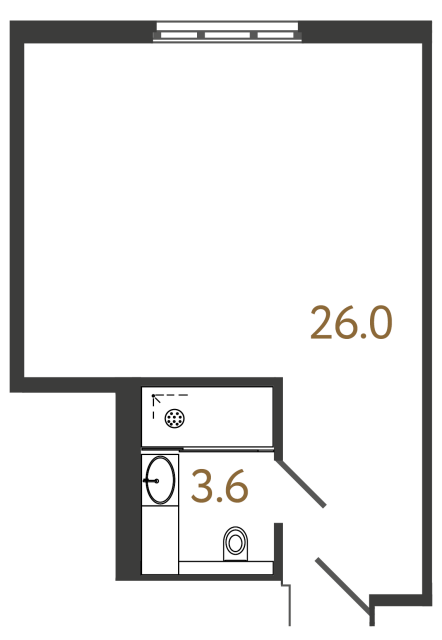 Апартаменты-студия №517 в ЖК ARTSTUDIO M103 - 29.6 м²  - №2