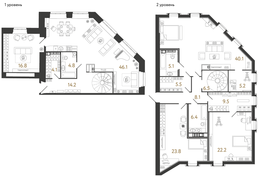 Четырехкомнатные апартаменты №55 в ЖК Светоч - 218.4 м²