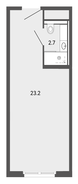 Апартаменты-студия №356 в апарт-отеле ARTSTUDIO Moskovsky - 25.9 м²  - №2