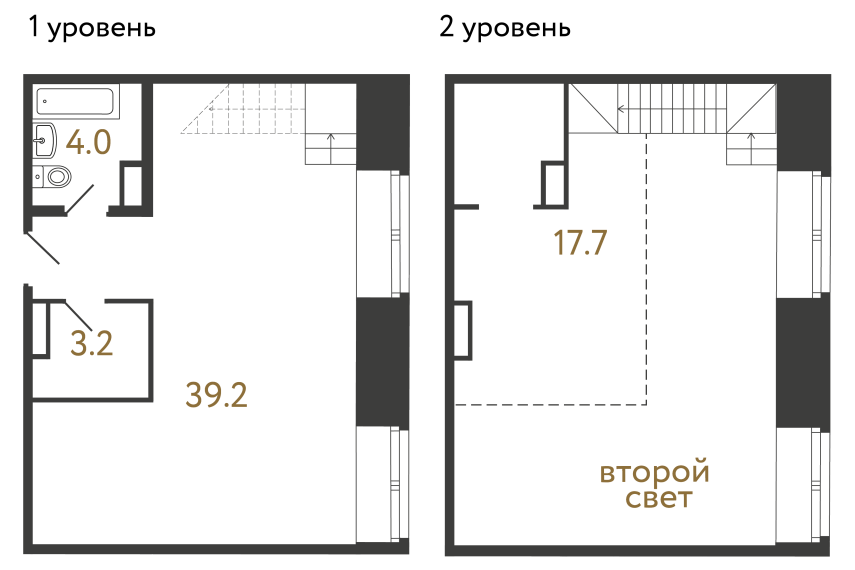 Однокомнатный номер №46 в ЖК Типография - 64.1 м²  - №2